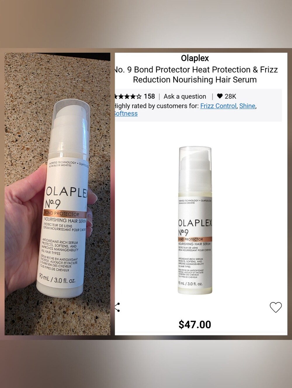 OLAPLEX No.9 Bond Protector Heat Protectant Serum